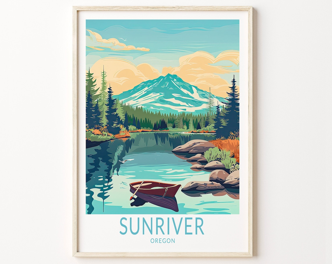Sunriver Oregon Travel Poster, Oregon Wall Art