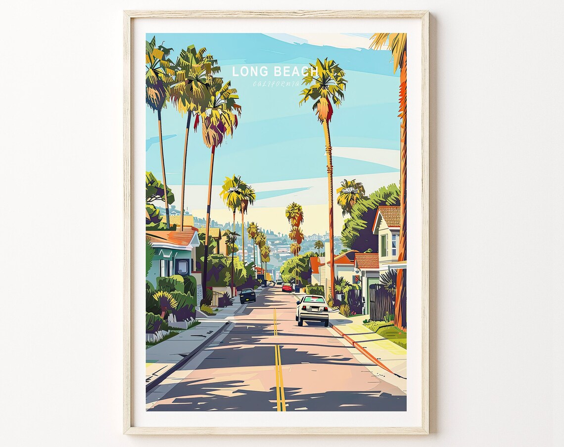 Long Beach California Travel Poster, City Print