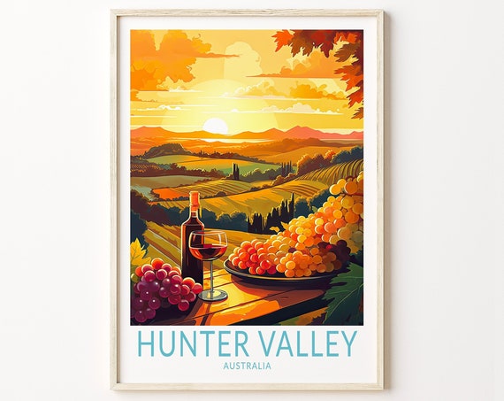Hunter Valley Travel Poster, Australia Sunset Print
