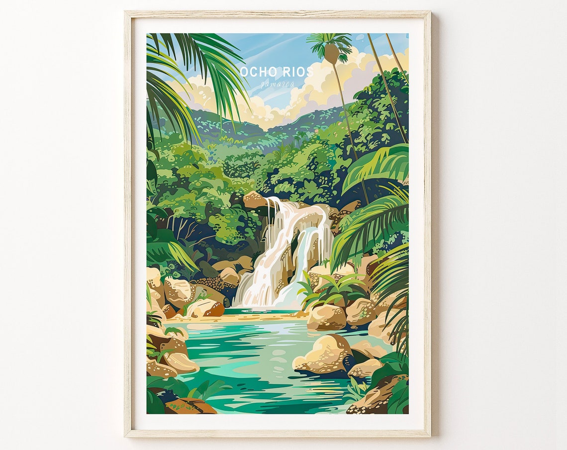 Ocho Rios Jamaica Travel Poster Jamaica Wall Art Ocho Rios Coast Print Travel Home Decor Personalised Gifts Birthday Present