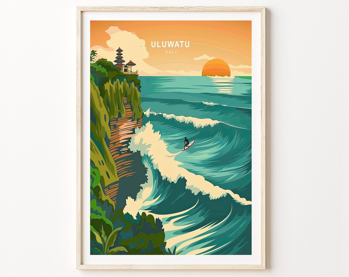 Uluwatu Travel Poster, Bali Surf City Art Print