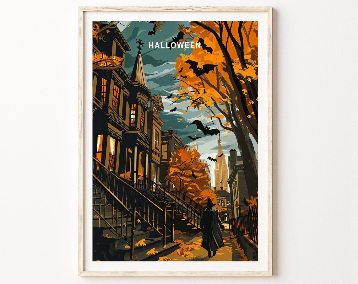 Halloween Vintage Art Print, Personalised Decor