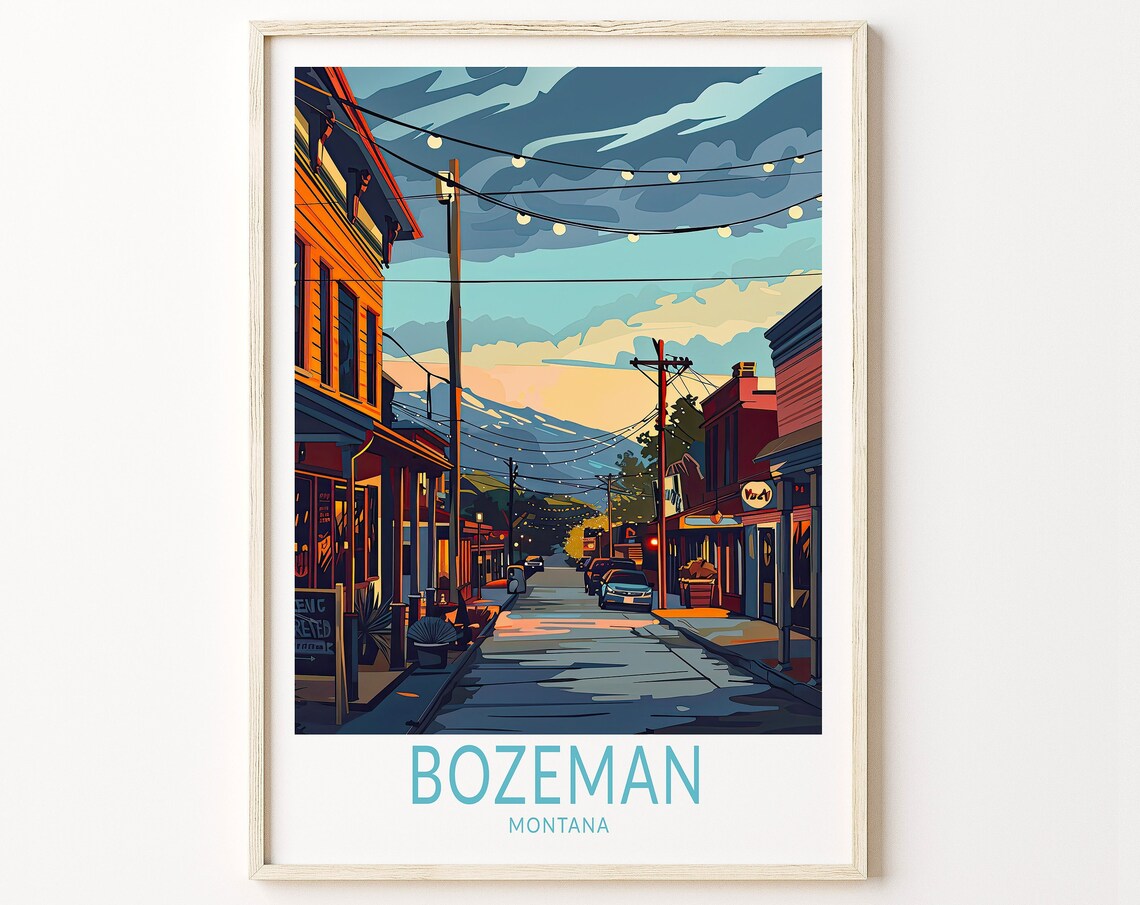 Bozeman Travel Poster, Montana City Wall Art