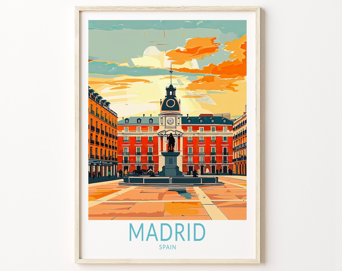 Madrid Spain Vintage Travel Poster, City Print