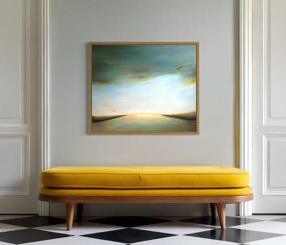 Blue Minimalist Landscape Impressionist Ocean Horizon Calm Wall Poster