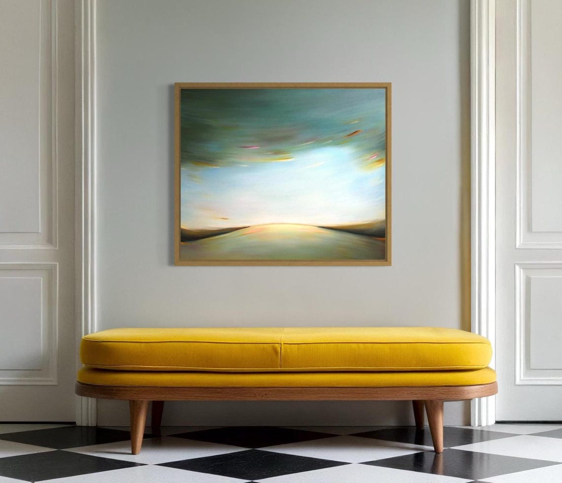 Blue Minimalist Landscape Impressionist Ocean Horizon Calm Wall Poster