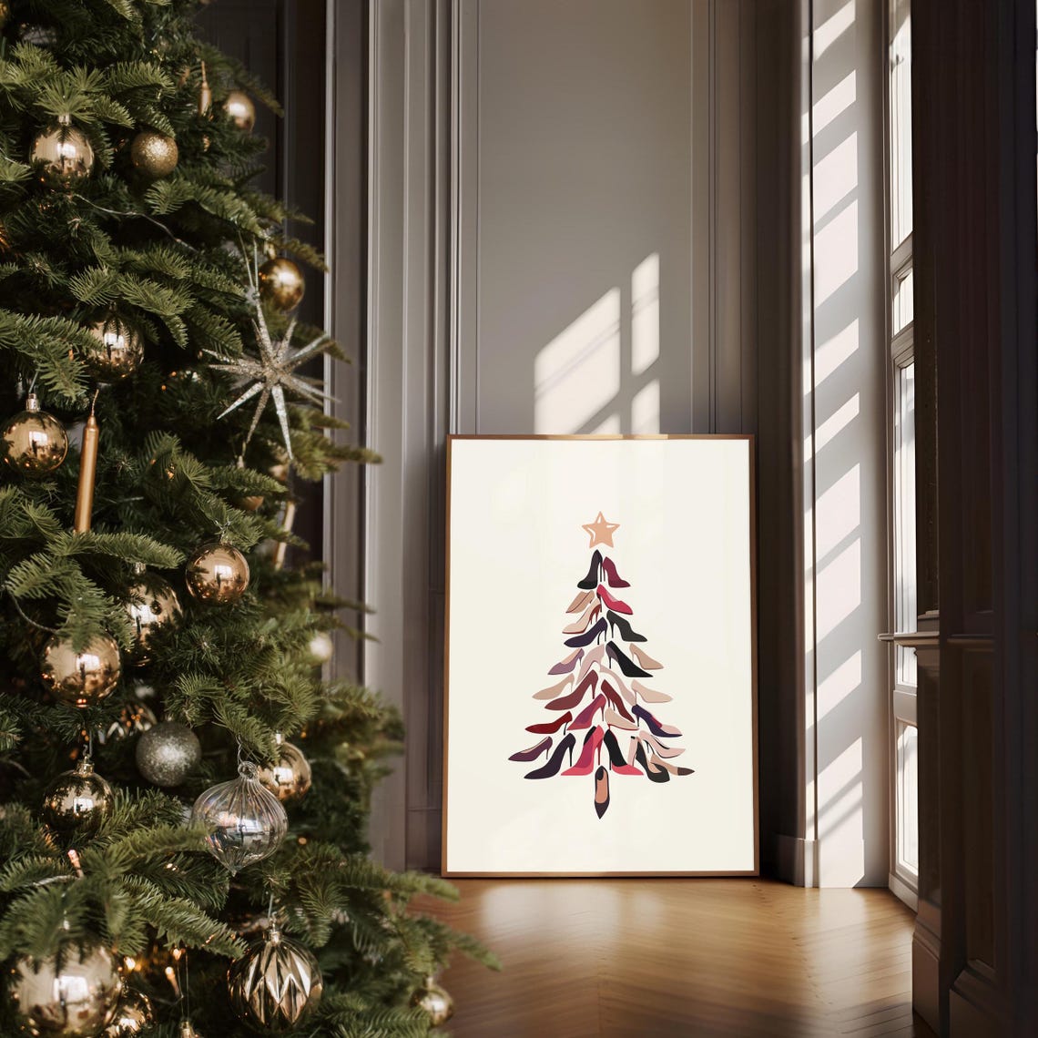 High Heel Shoe Christmas Tree Girly Glam Chic Holiday Poster - Image 6