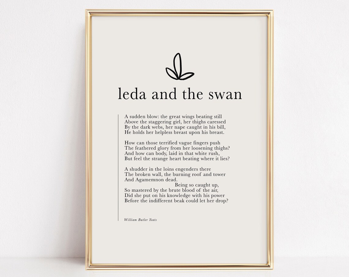 William Butler Yeats Leda And The Swan Poem Literary Art Poster