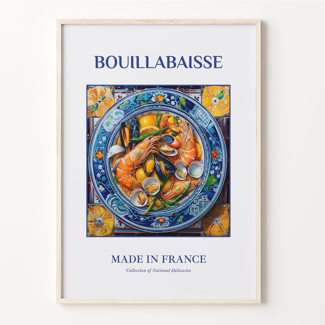 Bouillabaisse French Seafood Stew Maiolica Tile Kitchen Art Poster