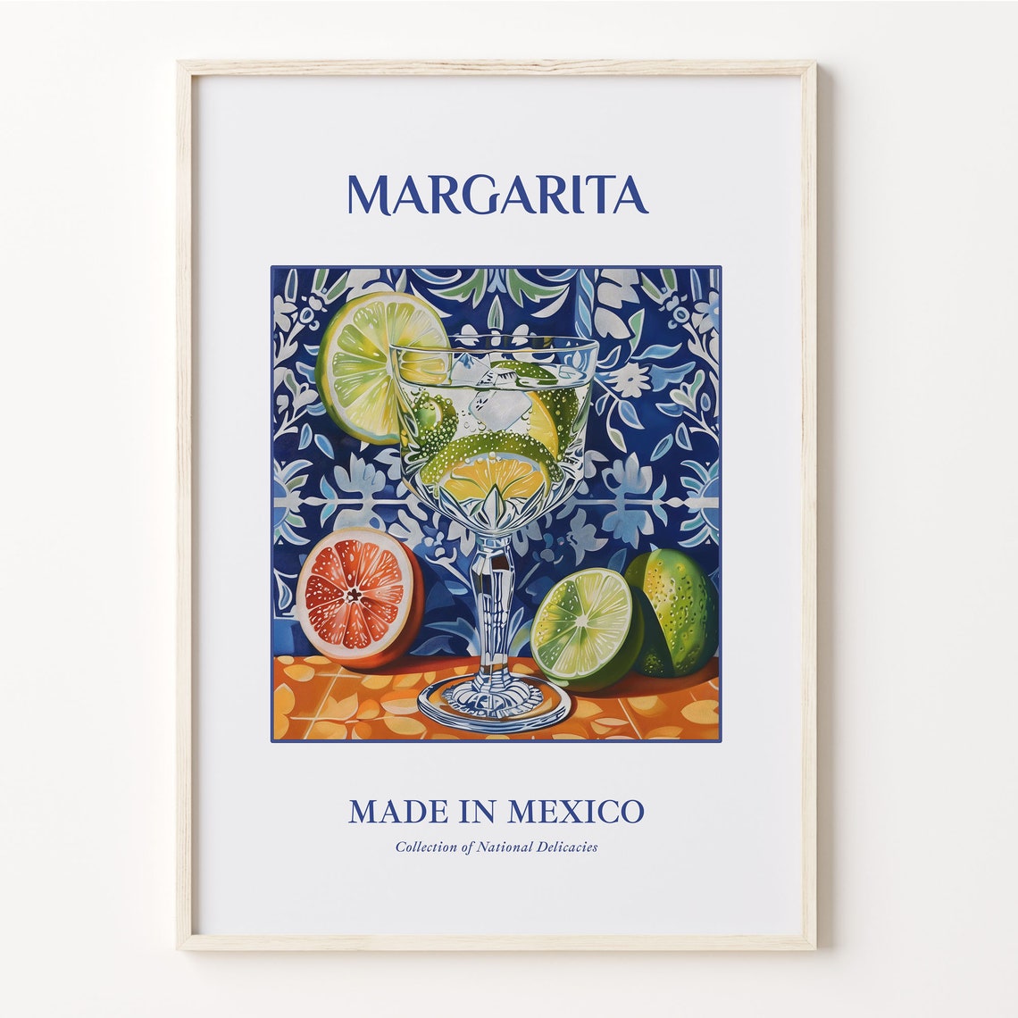 Margarita Cocktail Mexico Lime Talavera Tile Bar Decor Print