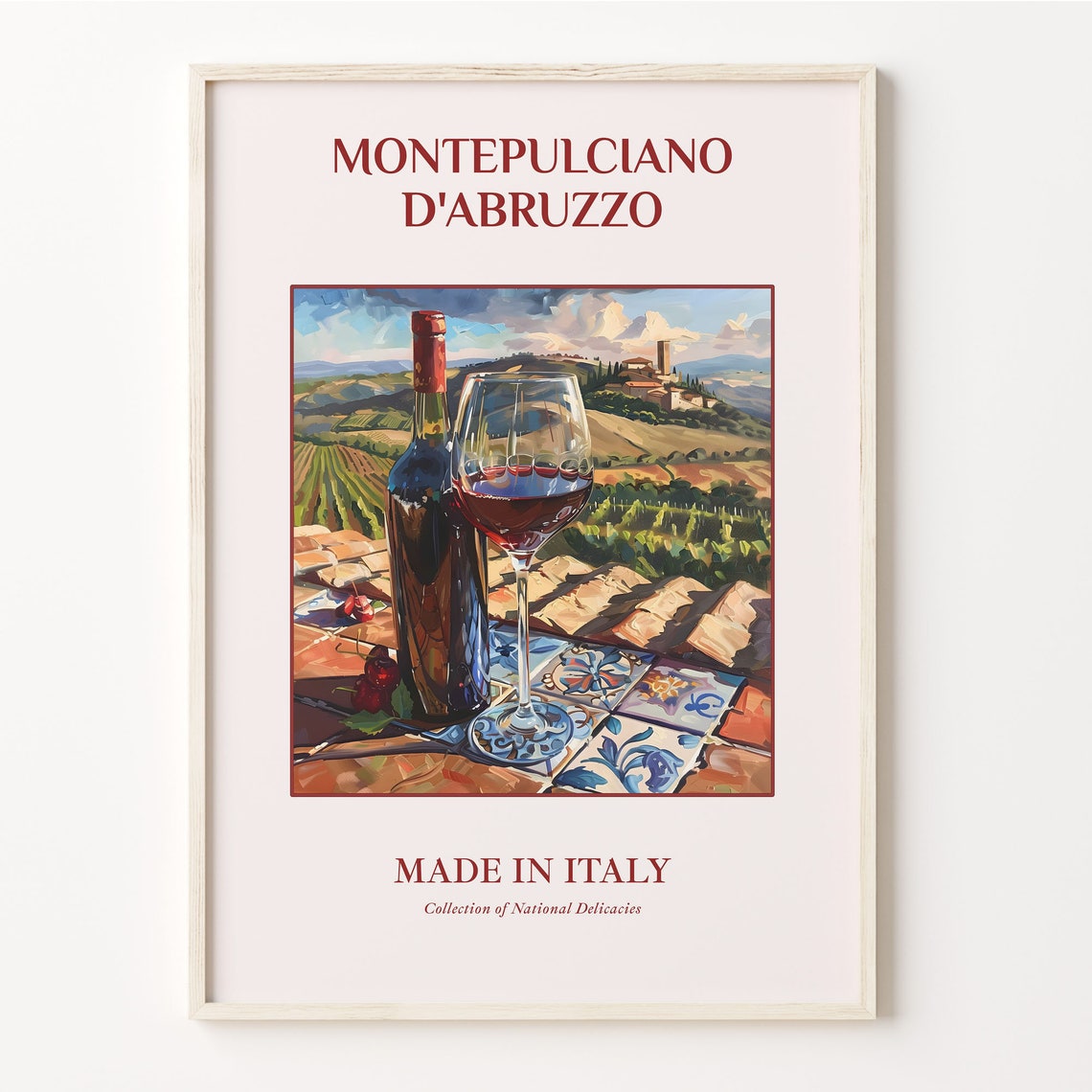 Montepulciano dAbruzzo Italian Red Wine Hills Maiolica Poster