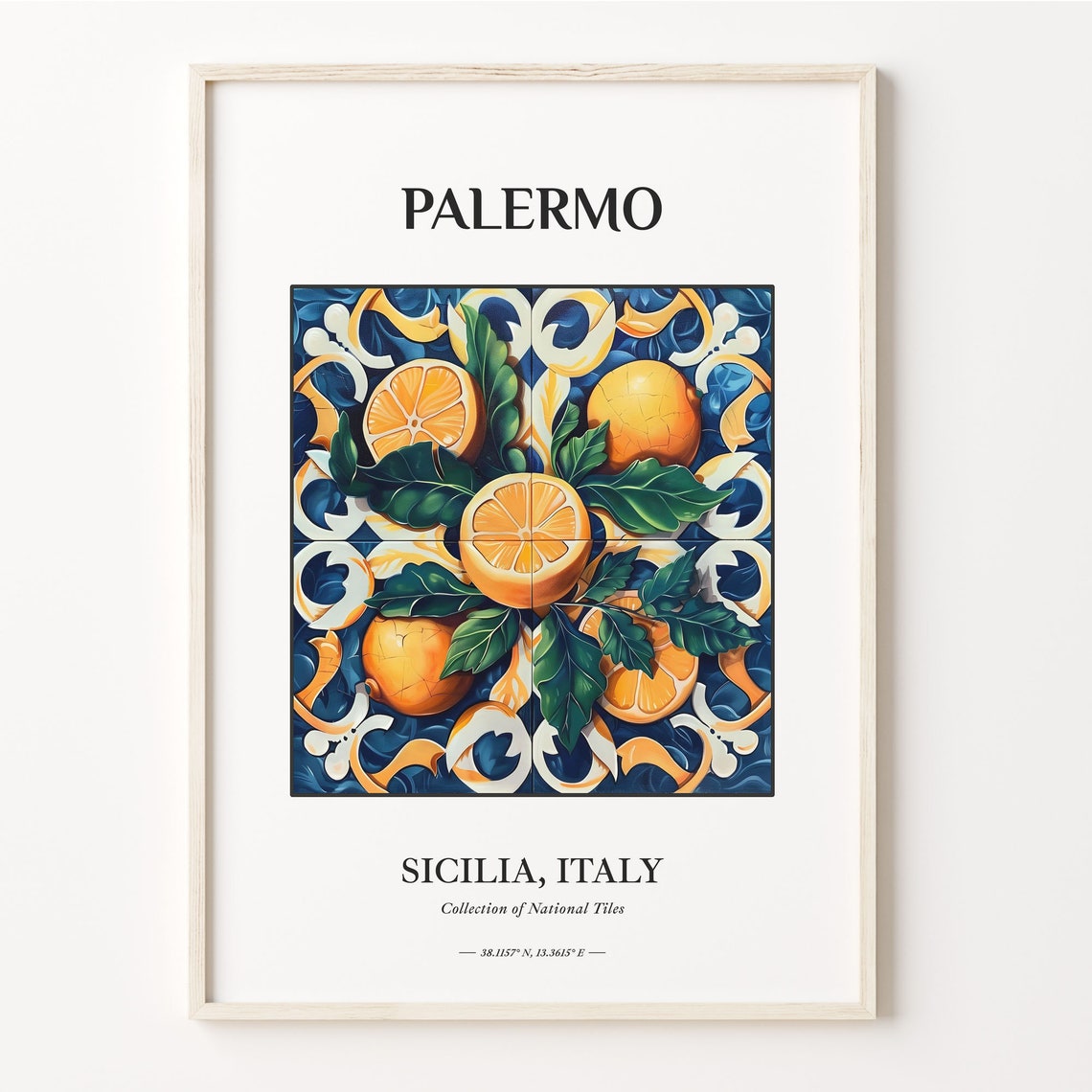 Palermo Sicily Italy Citrus Orange Tile Pattern Decor Art Poster