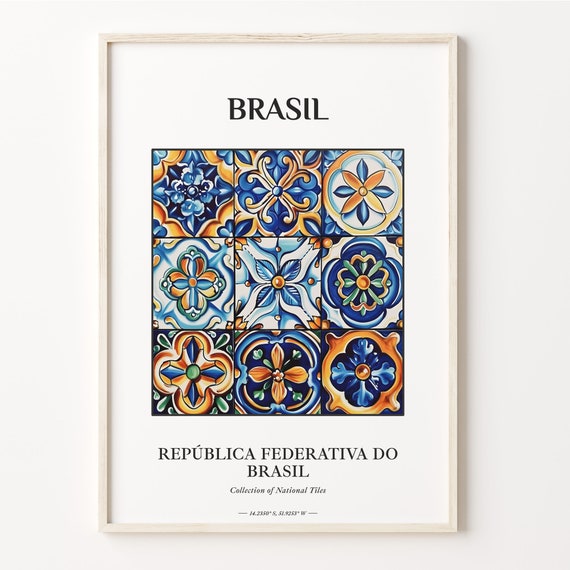 Brazil Azulejo Tile Wall Art Aesthetic Poster Print Traditional Decor For Bedroom Living Room Home Gallery C32 387