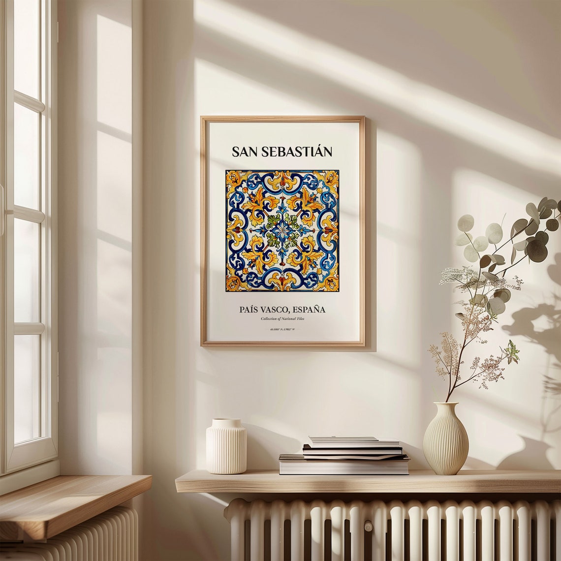 San Sebastian Basque Country Blue Gold Tile Pattern Home Decor Poster - Image 3