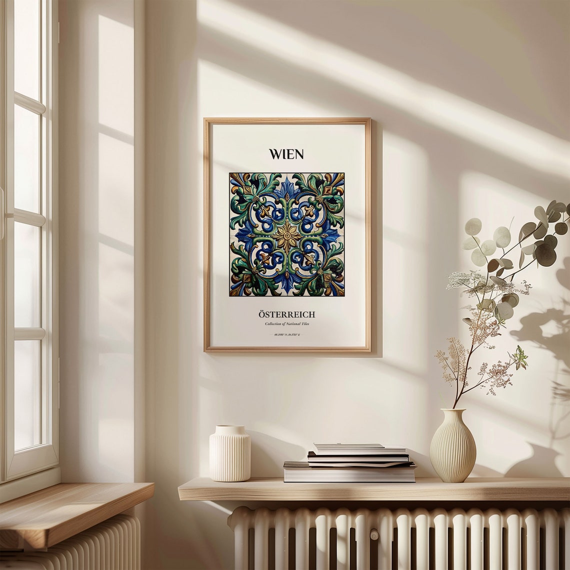 Vienna Austria Ornate Baroque Floral Green Tile Art Wall Poster - Image 3