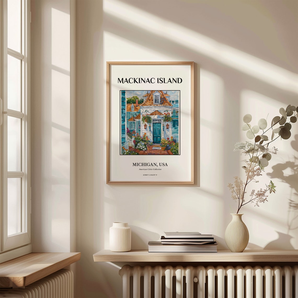 Mackinac Island Michigan Watercolor Print of a Flowered Doorway - Image 3