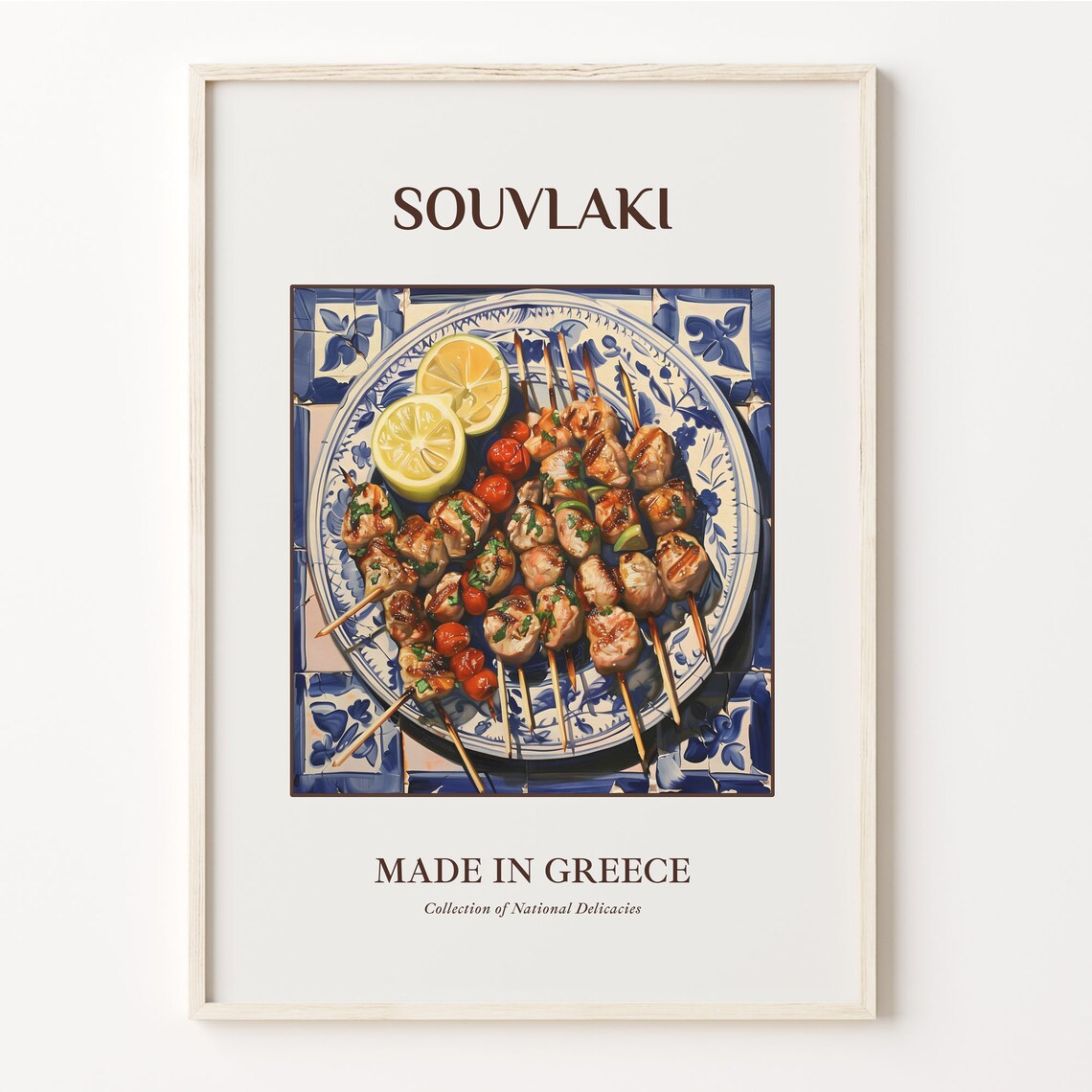 Souvlaki Greek Grilled Skewers National Delicacy Food Poster