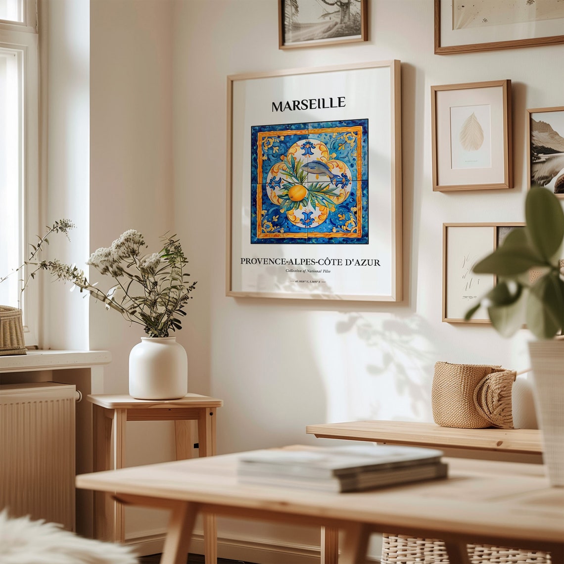 Marseille Provence French Fish Orange Blue Gold Tile Decor Poster - Image 2