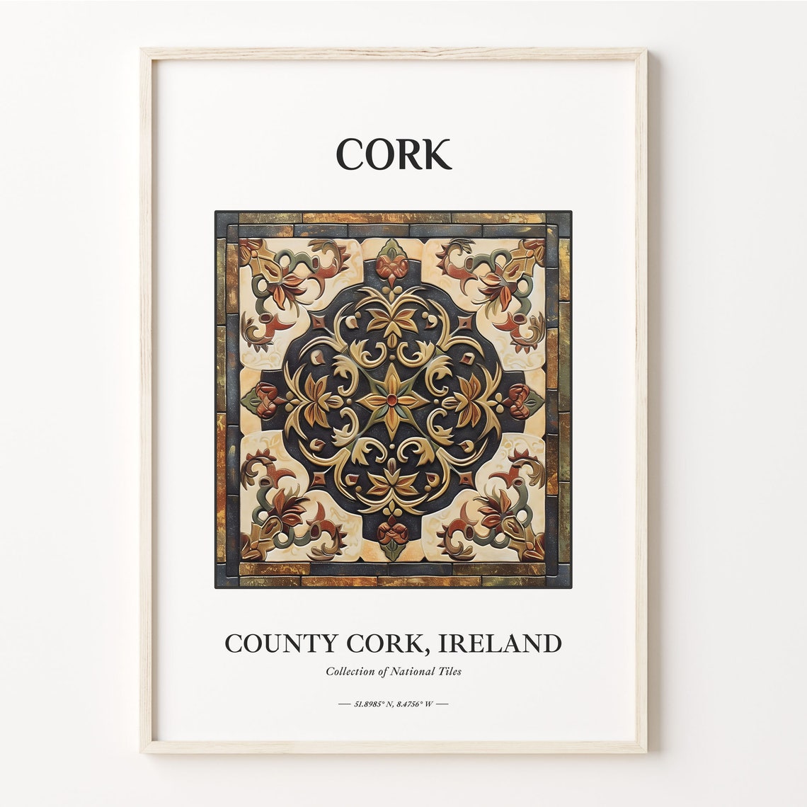 Cork County Ireland Rustic Earth Tone Cork Tile Home Decor Poster