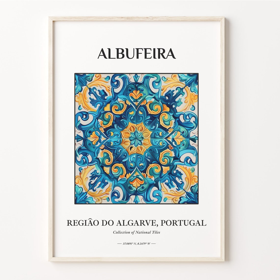 Albufeira Algarve Portugal Blue and Gold Tile Home Decor Poster
