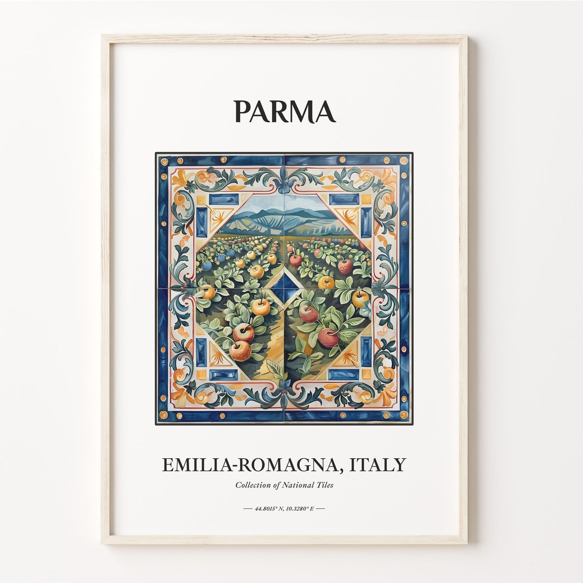 Parma Italy Apple Orchard Tile Art Scenic Landscape Aesthetic Poster