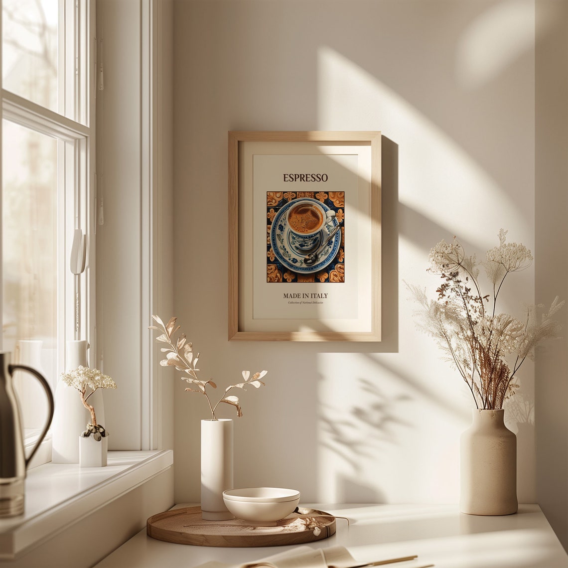 Morning Espresso Italy Coffee Cup Blue Ceramic Saucer Kitchen Print - Image 2
