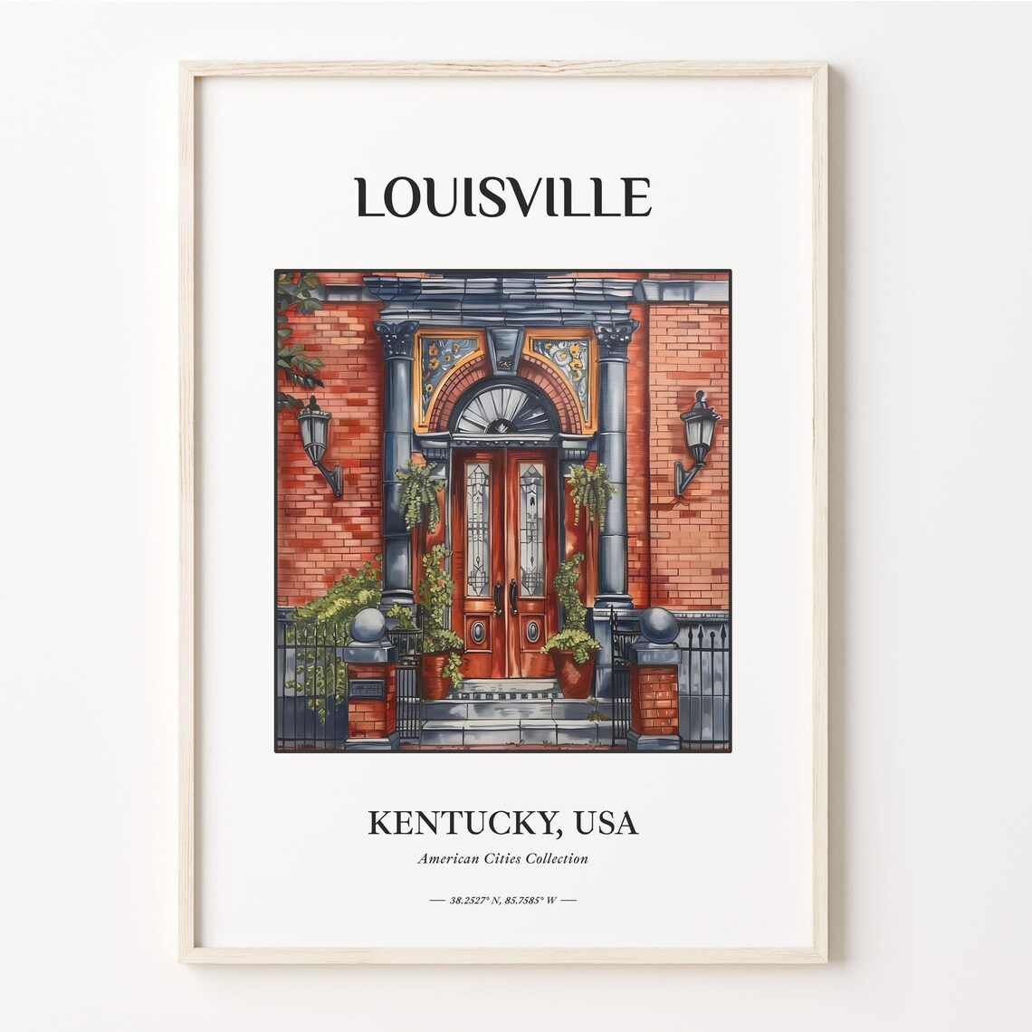 Louisville Kentucky Brick Building Watercolor City Art Travel Poster