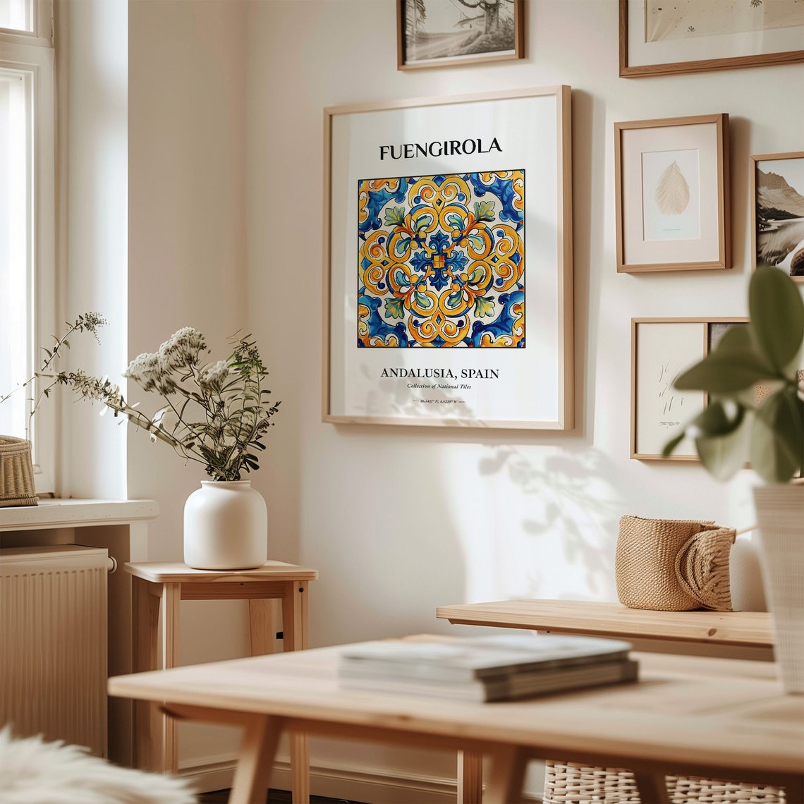 Fuengirola Andalusia Spain Golden Scroll Arabesque Tile Artwork Poster - Image 2