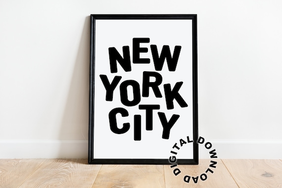 New York City Bold Black Letter Typography Modern Wall Decor Poster