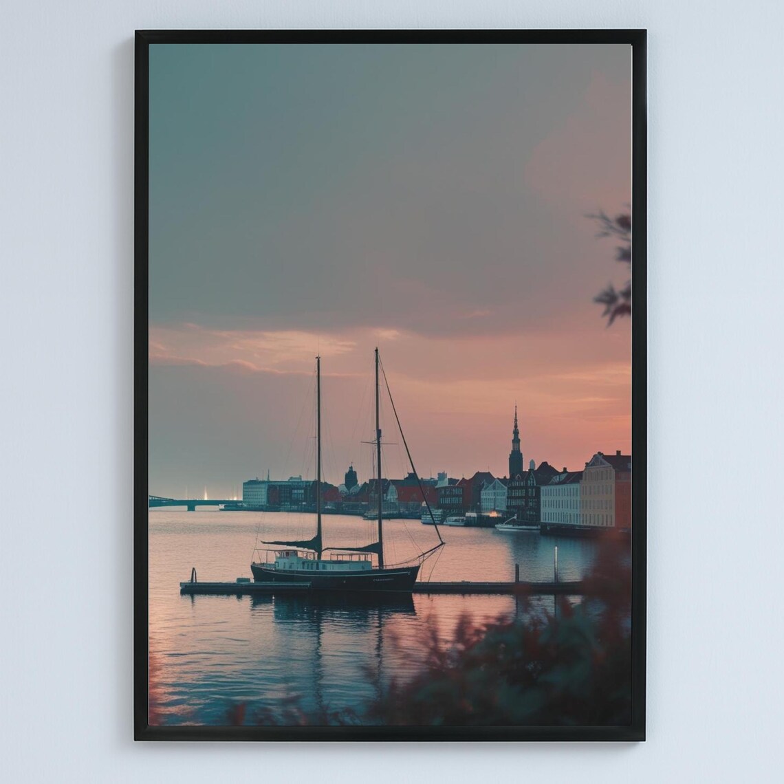Copenhagen Denmark Sunset Print Scandinavian Cityscape Wall Art Instant