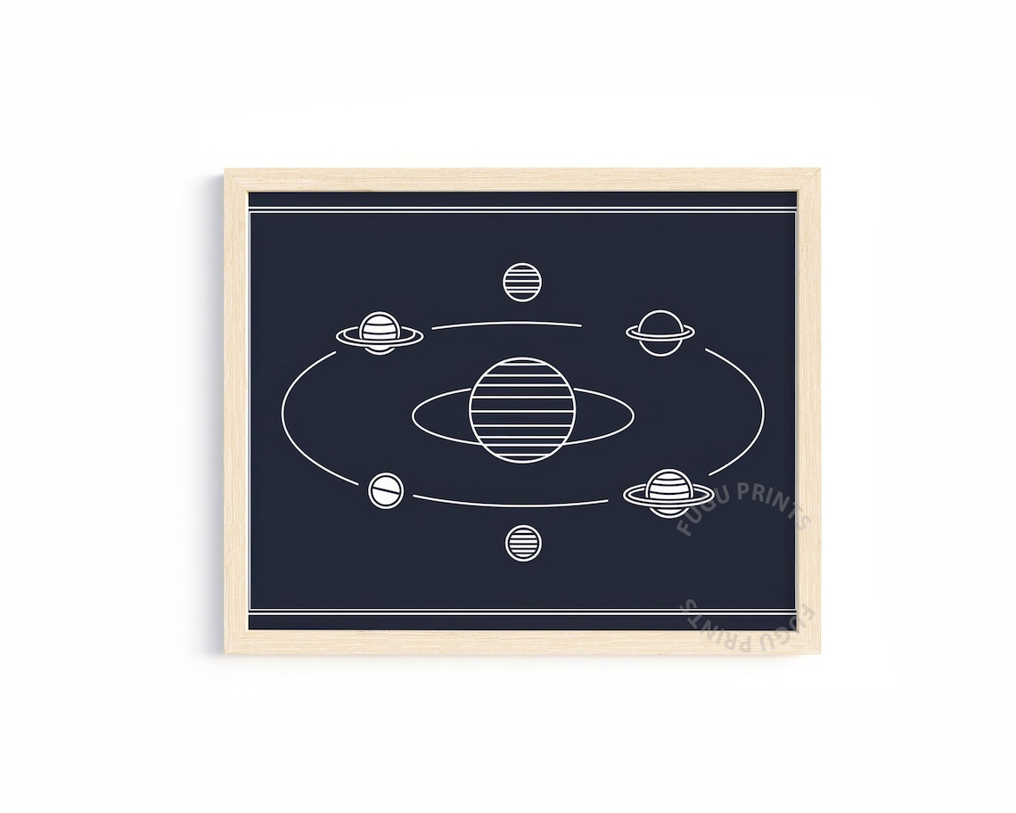 Solar System Minimalist Planets Line Art