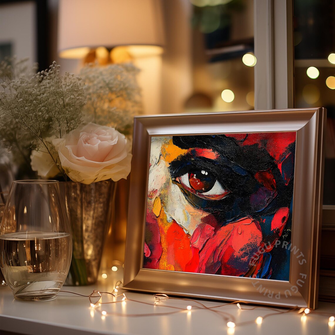 Abstract Eye Expressionist Impasto Art Red Black Wall Art 12 - Image 3