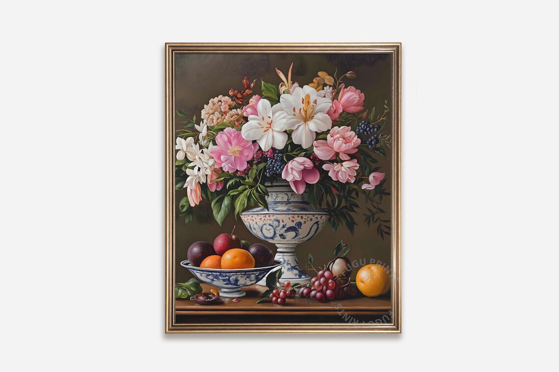 Floral Still Life, Dutch Masters Style Kitchen Art