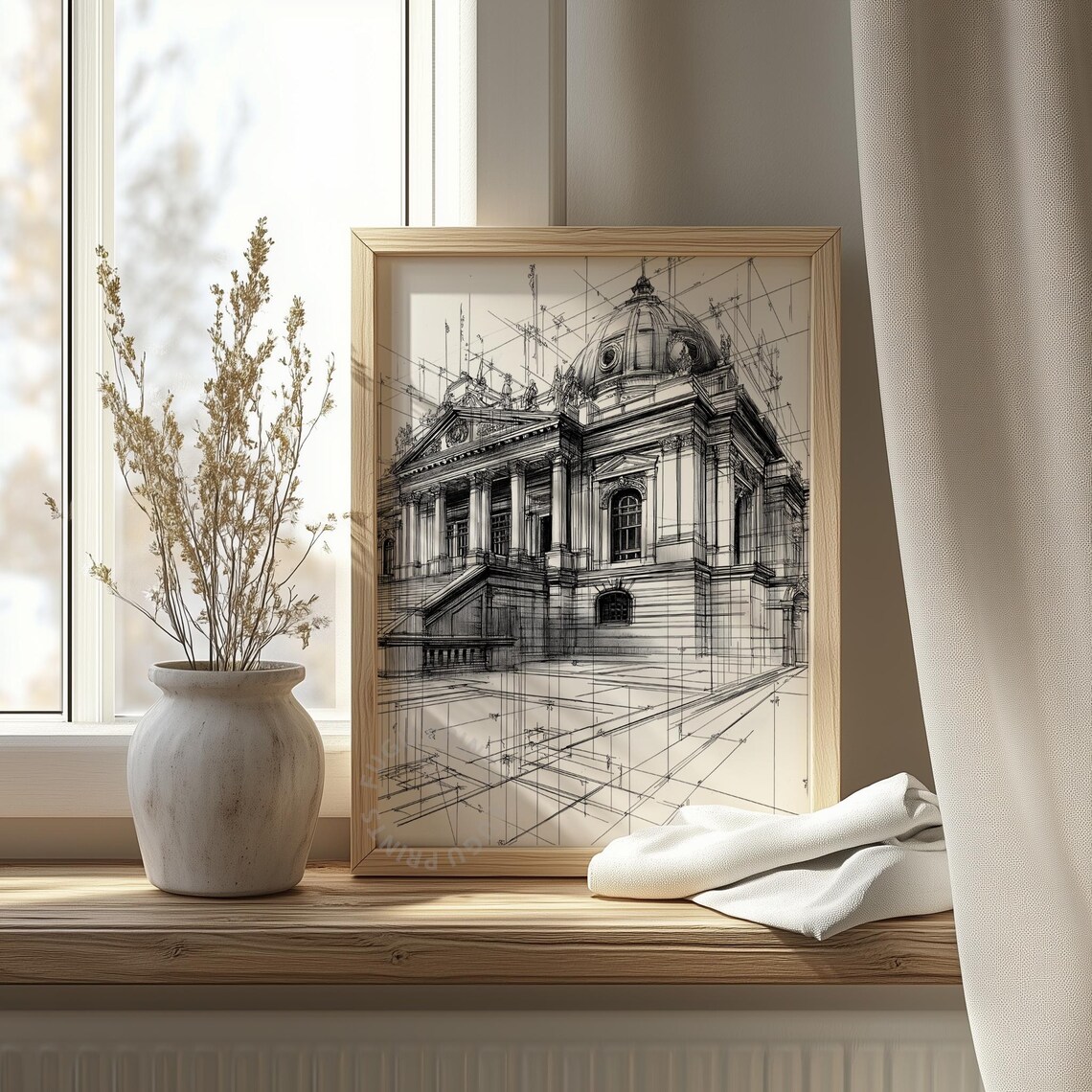 Architectural Sketch, Dome Building Illustration - Image 4