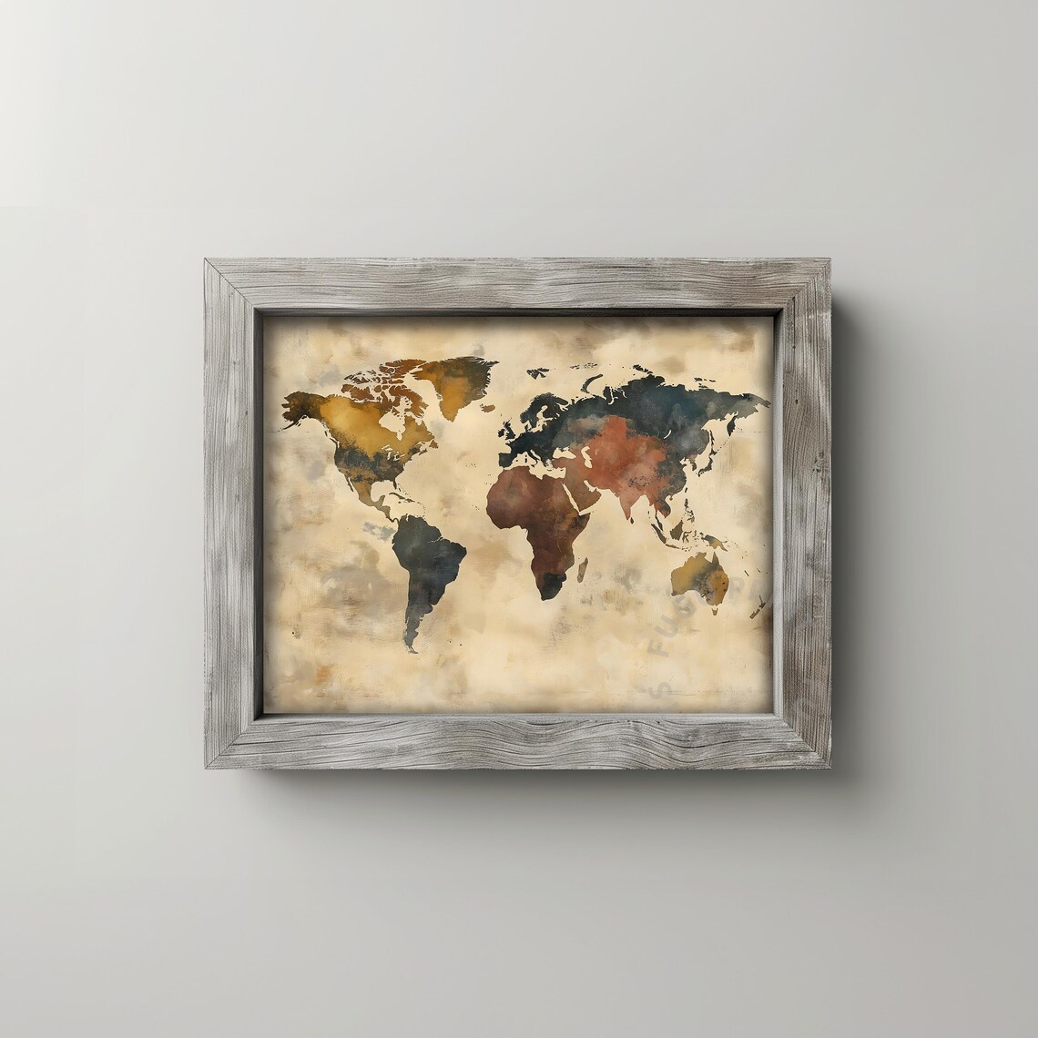 World Map, Vintage Abstract Earth Tones Art Print - Image 2