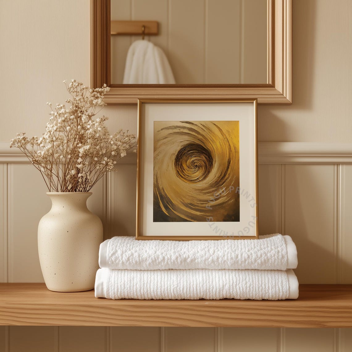 Gold Abstract Art Vortex Impasto Wall Art 146 - Image 3