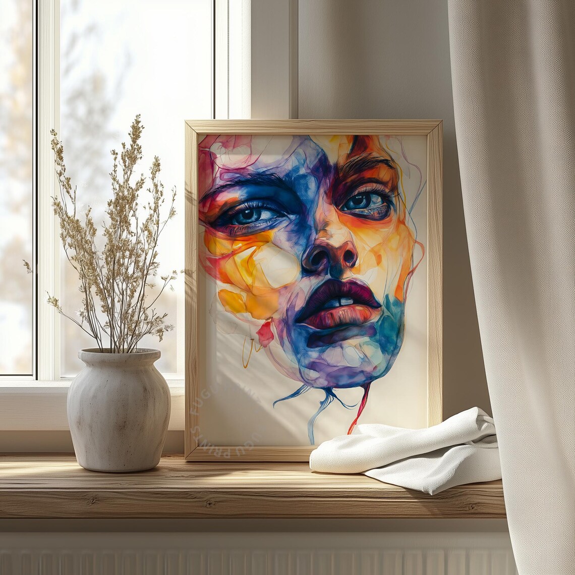 Abstract Woman Portrait, Watercolor Wall Decor - Image 4