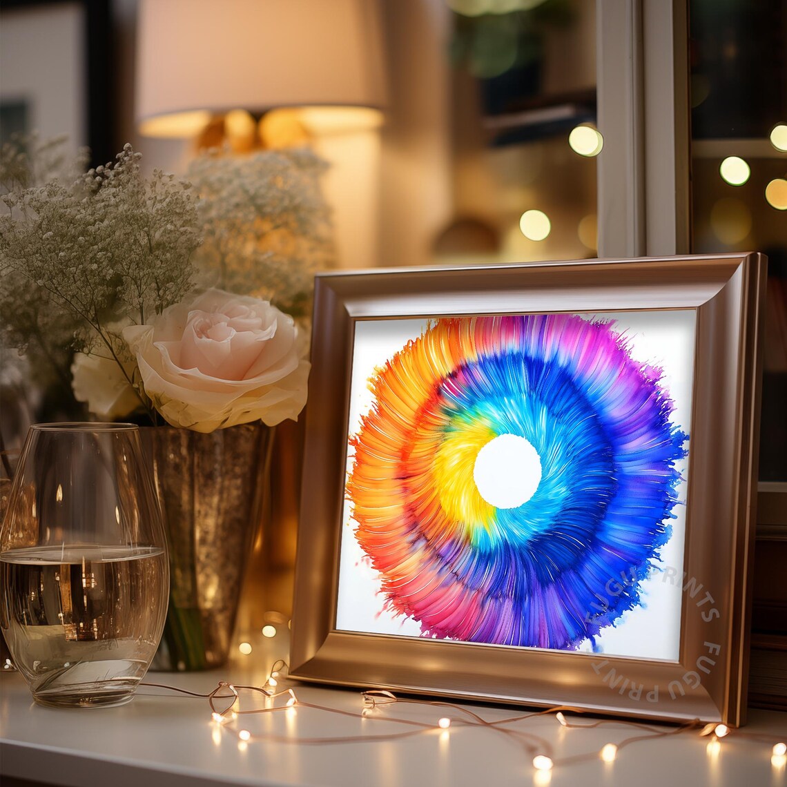 Rainbow Circle, Abstract Modern Decor Energy Burst - Image 3