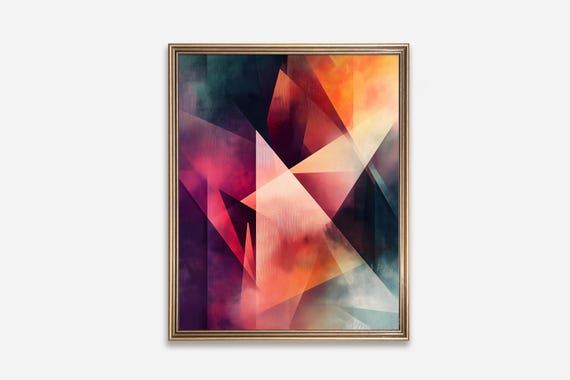 Geometric Abstract Art Modern Art Print Colorful Wall Decor Triangle Art Contemporary Home Office Art 159