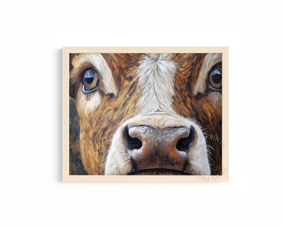 Cow Portrait, Rustic Farmhouse Kitchen Decor