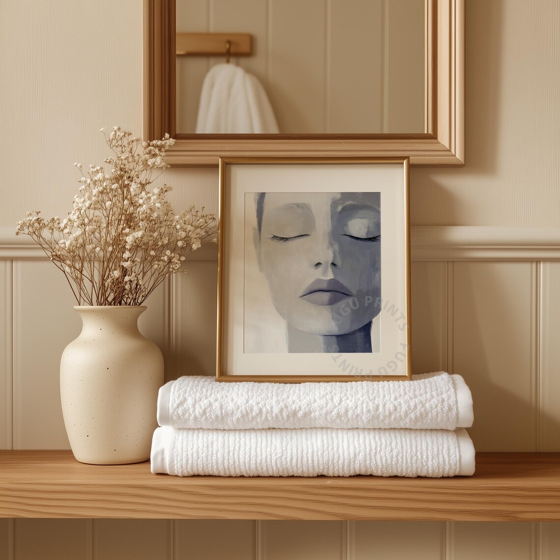 Minimalist Woman Portrait, Gray Scale Art Print - Image 3