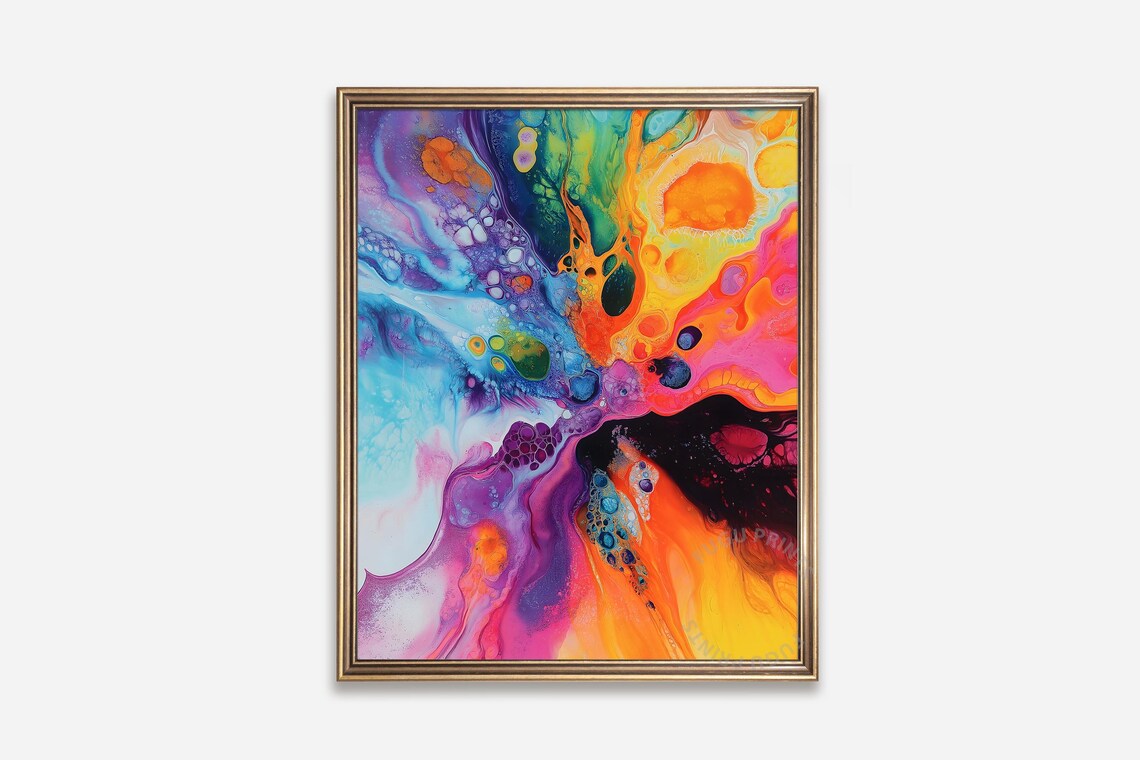 Fluid Art Colorful Abstract, Modern Home Decor