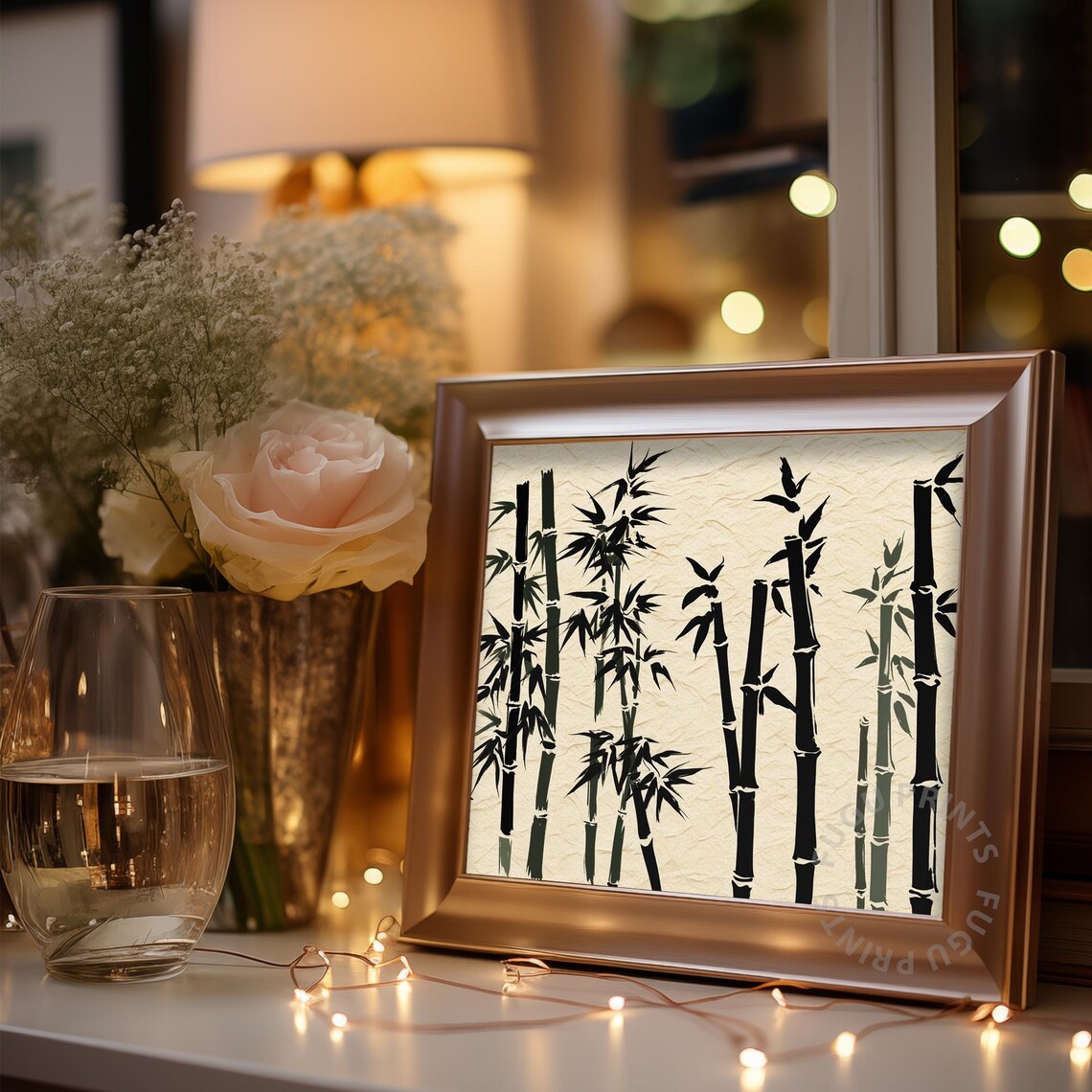 Bamboo Art Ink Painting, Minimalist Asian Decor - Image 3