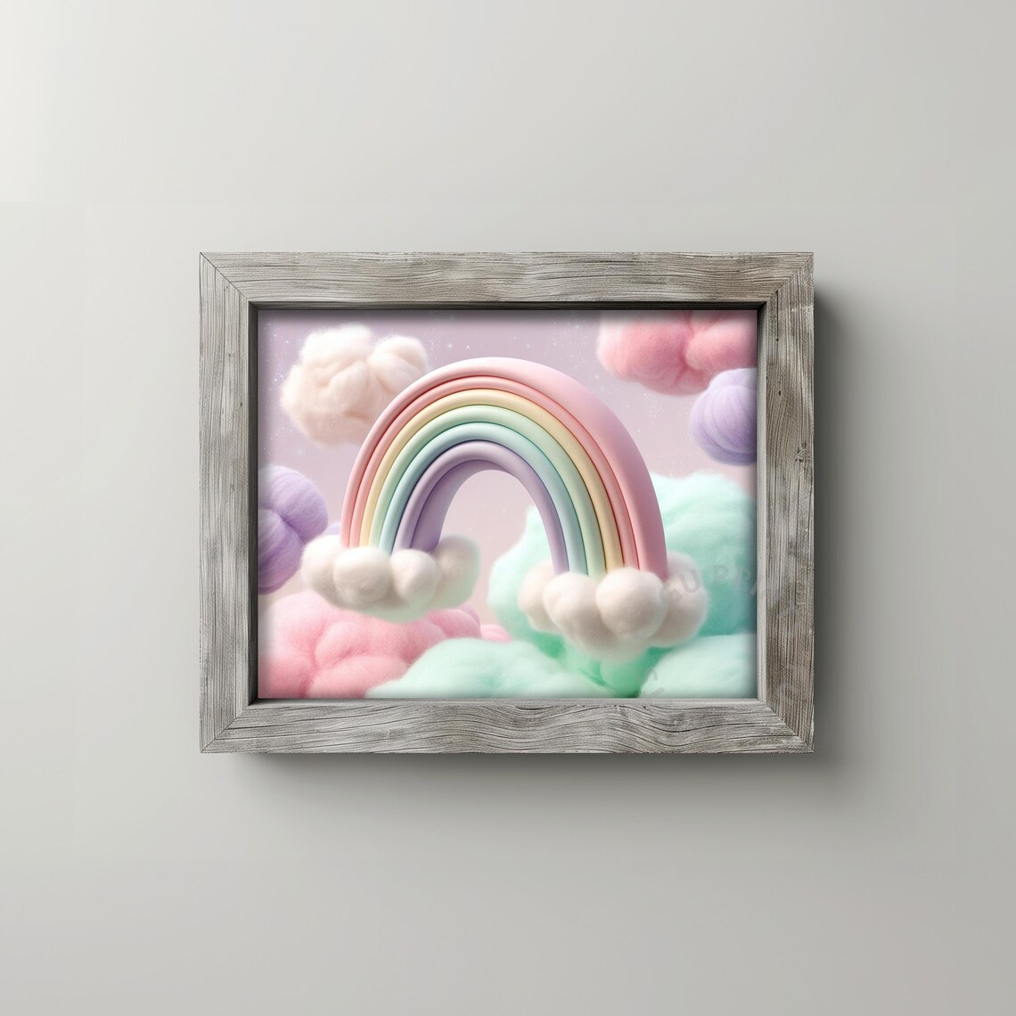 Pastel Rainbow Wall Art Whimsical Cloud Nursery Decor 390 - Image 2