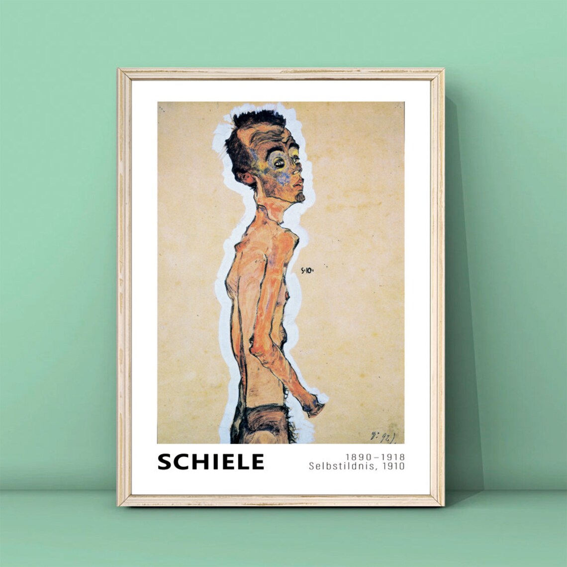 Egon Schiele Self Portrait Vintage Poster