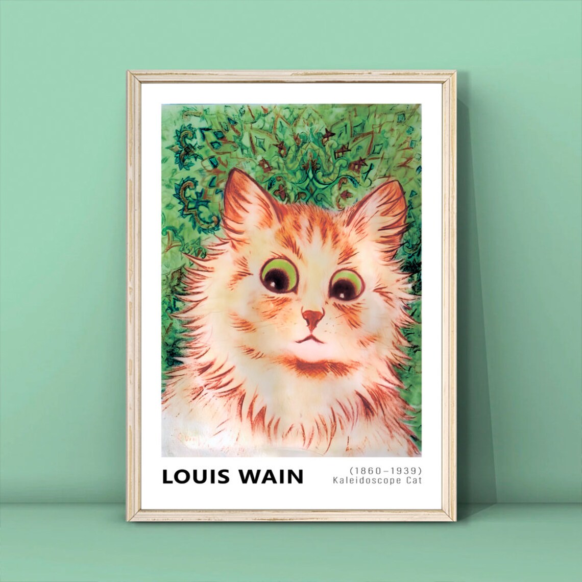 Louis Wain Cat Art Print, Illustrated Cat Poster