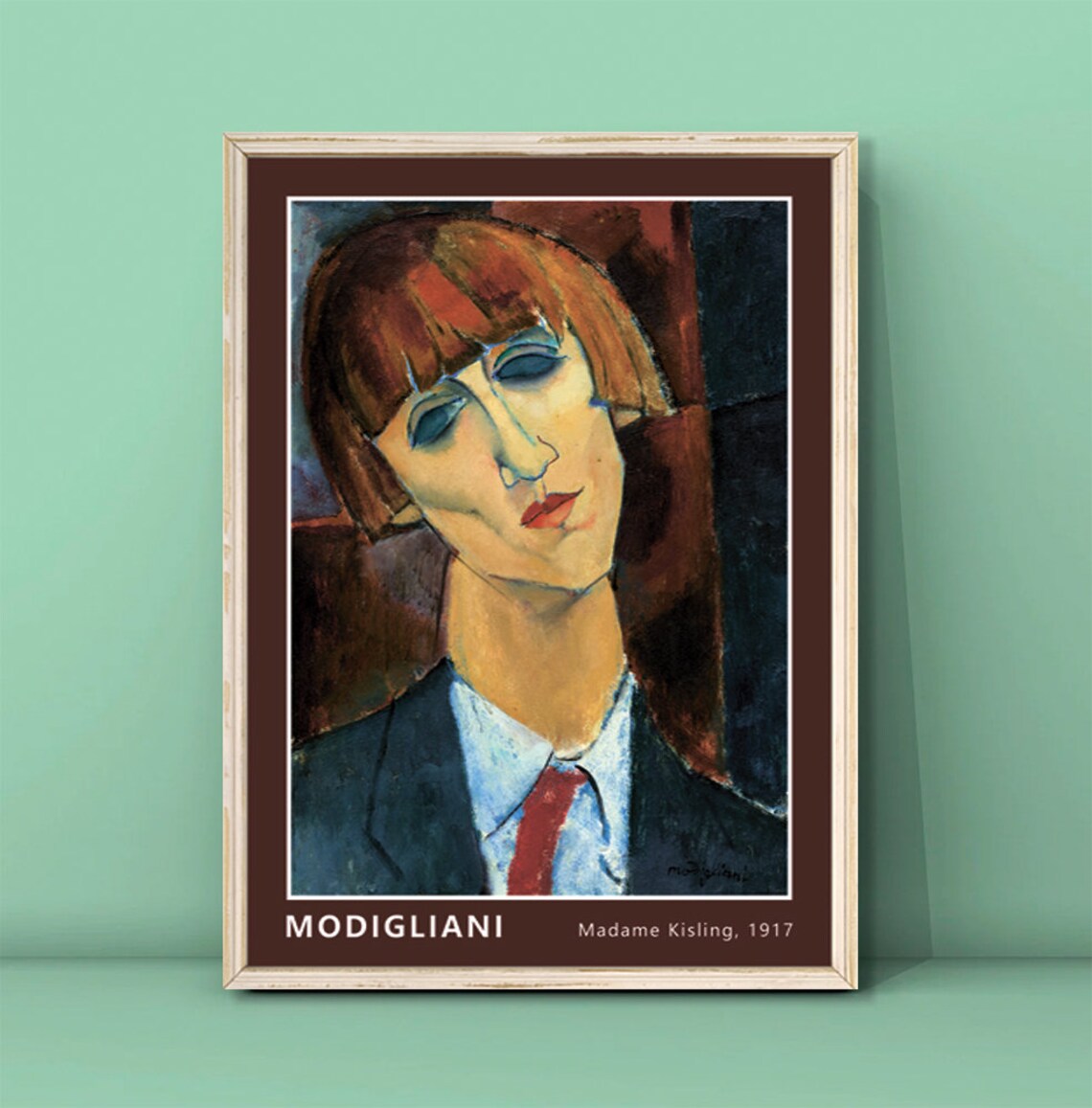 Amedeo Modigliani Madame Kisling 1917 Red Tie Portrait Art Poster