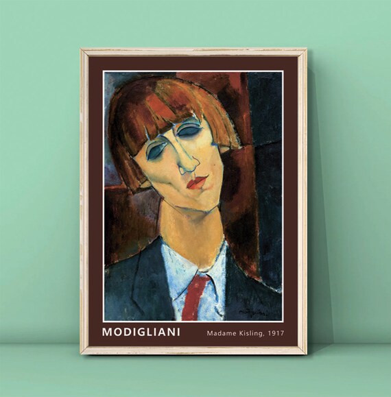 Amedeo Modigliani Madame Kisling 1917 Red Tie Portrait Art Poster
