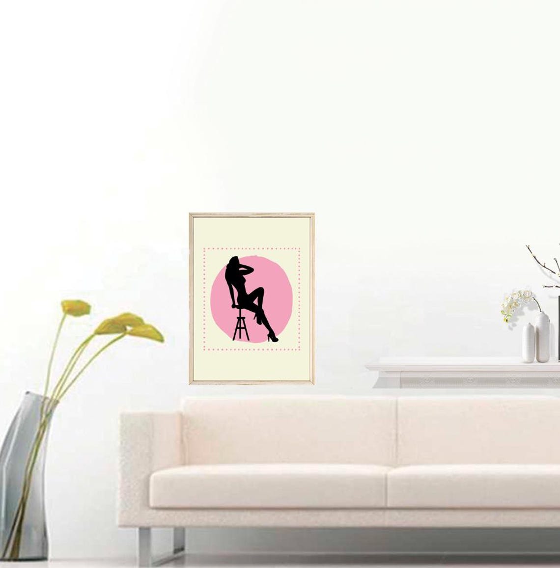 Woman Silhouette Art Print Boho Woman Wall Art Boho Woman Poster Woman Silhouette Poster Pink Woman Print Bedroom Wall Art Download - Image 3