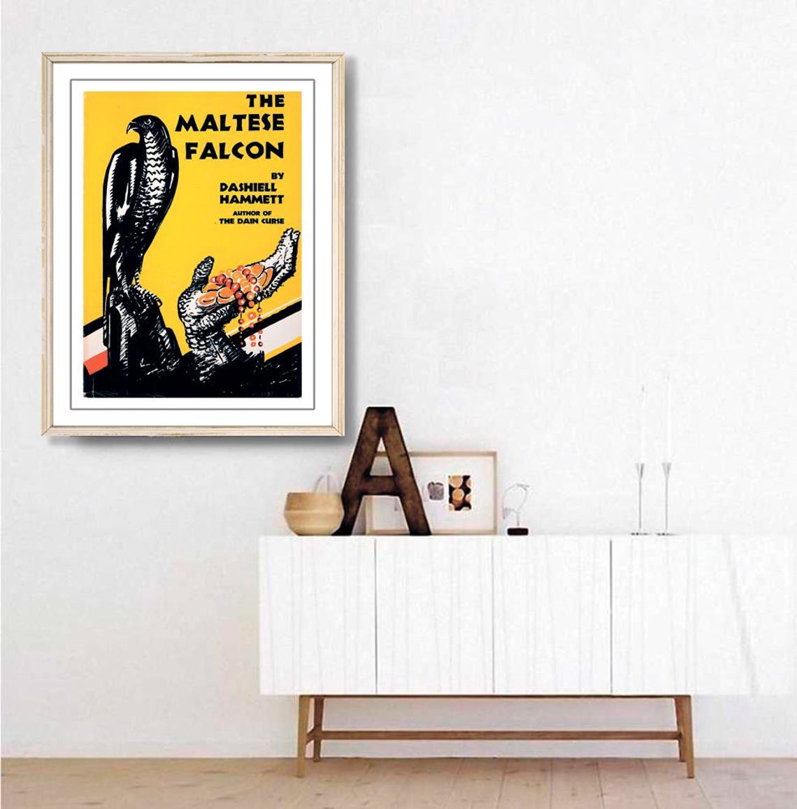 The Maltese Falcon Dashiell Hammett Book Cover Noir Art Poster - Image 2